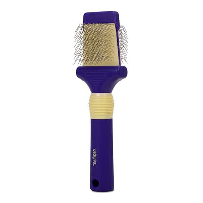 Jelly Pet Double Sided Dog Slicker Brush, Longer Pins, Flexible Head, Fine/Coarse Sides, Removes Unwanted Tangles, Small, Purple - size: Small