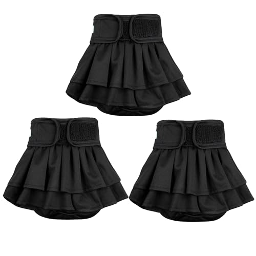 wegreeco Dog Diapers Female (3 Pack), Highly Absorbent Dog Diapers for Female Dogs, Washable in Heat, Incontinence, or Excitable Urination (Black, Medium) - color: Black, size: Medium (Pack of 3)