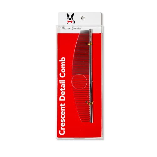 Warren London Copper Crescent Comb 6.5 Inch – Professional Dog Grooming Detail Comb with Curved Teeth – For Face, Legs, Tail, Ears, Paws, Mats, Tangles & Finishing – For Groomers & Pet Owners - style: Crescent Detail Comb