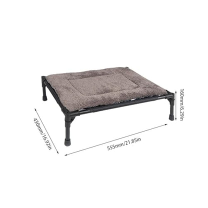 Elevated Dog Bed - 43x55.5x17cm | Elevated Dog Bed | Raised Pet Beds | Folding Pet Camping Cot | Waterproof Removable Flannel Cushion for Small Medium Dogs Cats Indoor Outdoor Travel Use