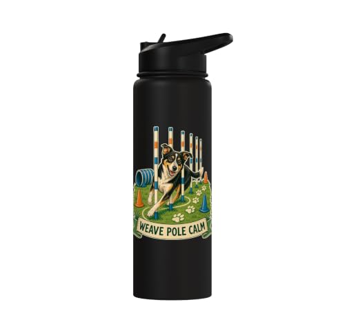 WEAVE POLE CALM Dog Agility Course Stainless Steel Insulated Water Bottle - color: Black