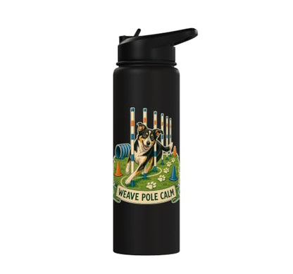 WEAVE POLE CALM Dog Agility Course Stainless Steel Insulated Water Bottle - color: Black