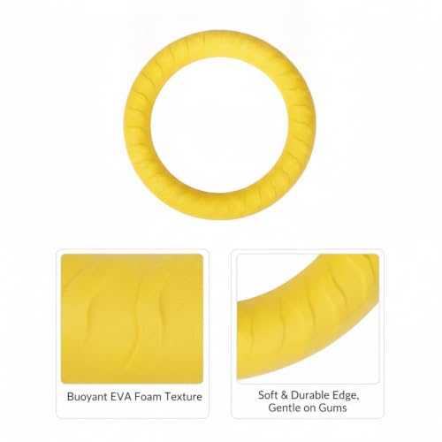 Easy-Grab Floating Dog Disc, Soft EVA Foam Flying Toy for Water Fetch, Yellow - size: 3.94 x 3.94 x 1.18 in