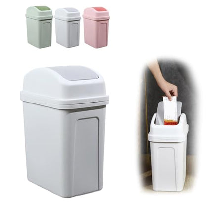 Bathroom Trash Can with Lid ,5.5 Gallons, Plastic Garbage Can with Lid, Waste Basket,trash Bin,garbage Bin ,dog Proof Trash Can for Office, Bathroom, Kitchen, Living Room, Bedroom, Outdoor, Dorm - color: Gray