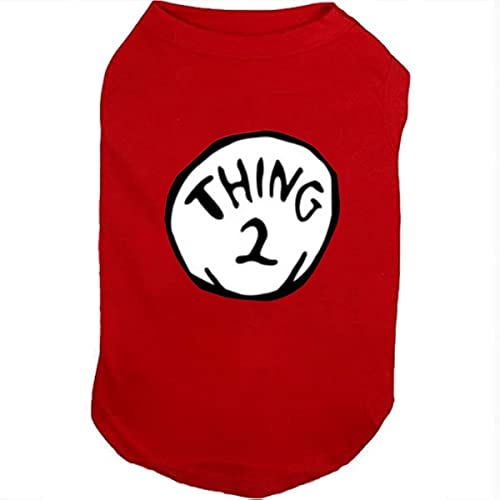 Dog Shirts for Pet Clothes Soft Breathable Puppy Shirts Pop Culture Thing 1 to Thing 9 Printed Pet T-Shirt (RED-2, X-Large) - color: RED-2, size: X-Large