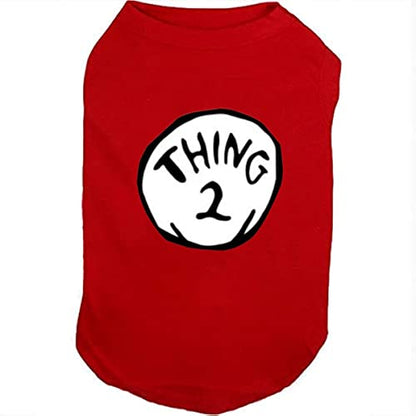 Dog Shirts for Pet Clothes Soft Breathable Puppy Shirts Pop Culture Thing 1 to Thing 9 Printed Pet T-Shirt (RED-2, Medium) - color: RED-2, size: Medium