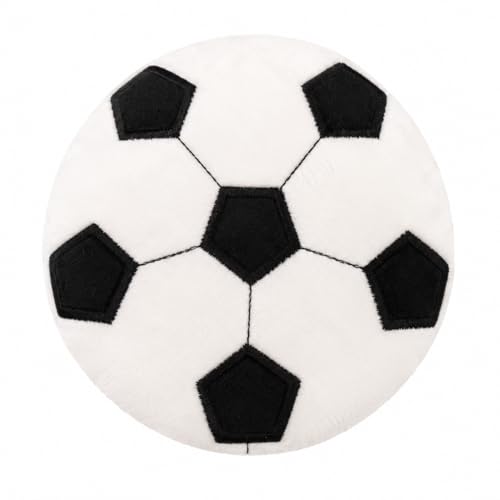 Dog Flying Disc Toy, Soft Plush Sports Ball Shaped Frisbee, Chew Resistant Squeaky Puppy Toy, Interactive Outdoor Training & Indoor Enrichment Toy (Soccer Ball) - color: Soccer Ball
