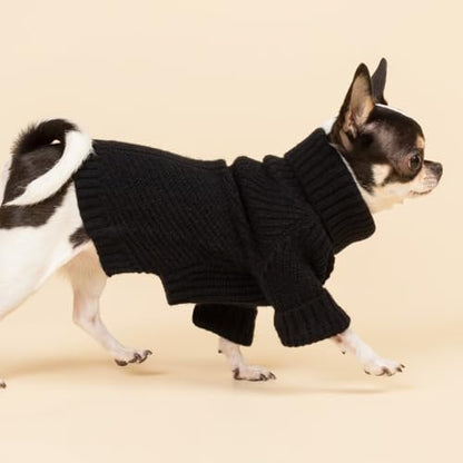 Fitwarm Dog Turtleneck Sweater, Thermal Knitted Pet Coat, Dog Winter Clothes for Small Dogs, Cat Apparel, Black, XS - color: Black, size: X-Small