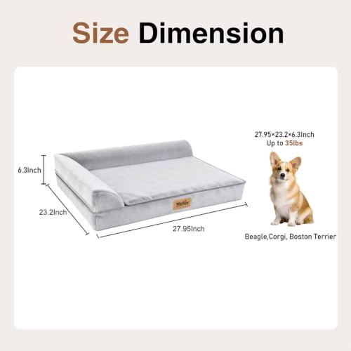 Dog Bed Medium Size Dog, Orthopedic Dog Bed for Medium Dogs, Waterproof Memory Foam Pet Bed, Grey - 28x23x6.3in - size: One Size