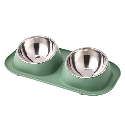 Anti Vomiting Double Feeding Bowls for Cats and Dogs Elevated Raise Tilted Cat Food Bowls No Spill Anti Skid Design Green - color: Green
