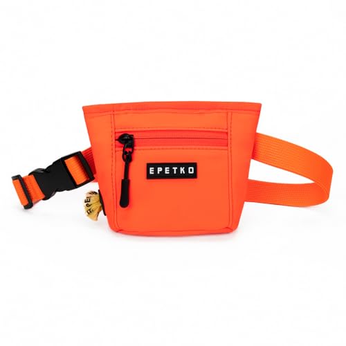 Dog Treat Pouch, Powerful Magnet Closure Device Dog Training Treat Bag Large Capacity Pet Treat Pouch with Poop Bag Dispenser Treat Bag for Dog Training with Metal Waistband Clip (Orange) - color: Orange