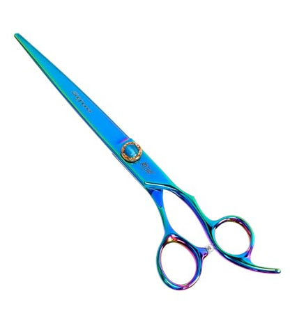 7.5'' Dog Straight Scissors for Grooming 440C Stainless Steel Green Professional Pet Trimming Scissors Sharp Blades Cutting for Dogs and Cats Shears - style: Straight
