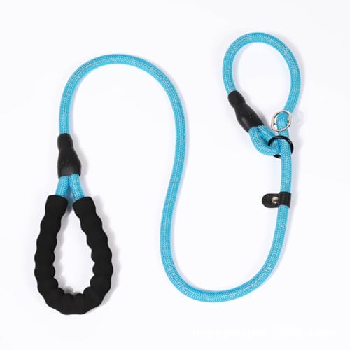 6 FT Rope Dog Leash Shock-Absorbing - Padded Handle and Sliding Metal Buckle, Adjustable Heavy-Duty Reflective Rope for Walking Medium Large Dogs (Blue) - color: Blue