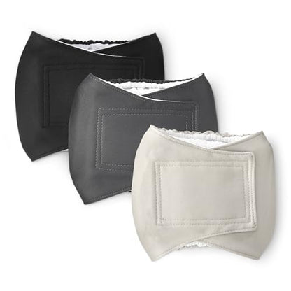 Amazon Basics Washable Highly Absorbent Male Dog Diapers, Small, Black/Grey/Silver, 3 Pack - size: S