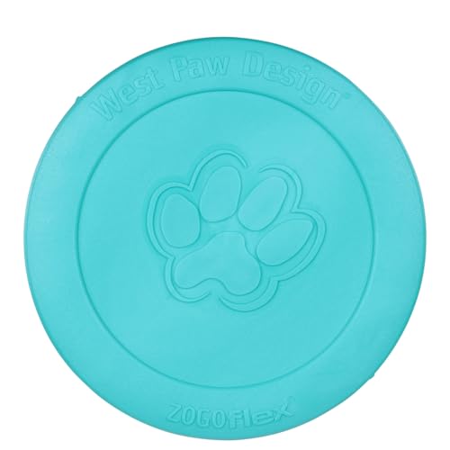 WEST PAW Zogoflex Zisc Dog Flying Disc, High Flying Aerodynamic Disc for Dogs Puppy – Lightweight, Floatable Disc for Fetch, Tug of War, Catch, Play – Doubles as Food/Water Bowl, Large 8.5", Teal - color: Teal, size: Large