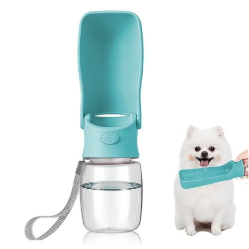 Foldable Dog Water Bottle, 2in1 Portable Leak Proof Puppy Drinking Bottle Dispenser for Puppy Small Medium Large Dogs, Dishwasher Safe Pet Accessories for Outdoor Traveling (Green,12oz) - color: Green