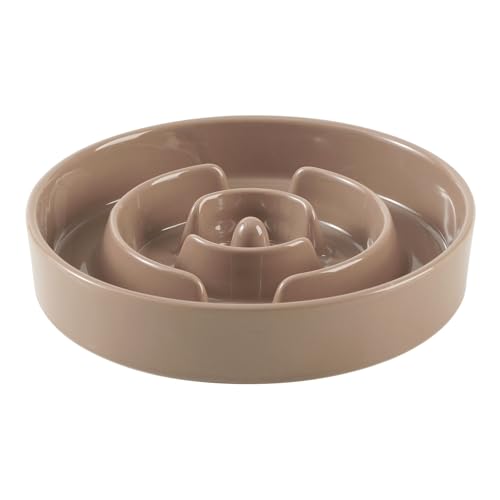 Havniva Ceramic Slow Feeder Dog Bowls, 3.2 Cups Dog Bowl Slow Feeding for Medium and Large Breed, 9.5inch Puzzle Dog Food Bowl Slow Feeder Non-Slip Anti-Gulping and Anti-Choking Reduces Bloating - color: 1 x Brown Coffee-A, size: 9.5inch