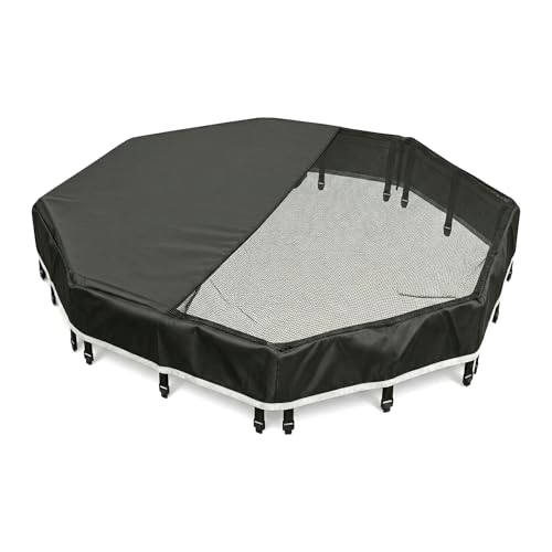 PJYuCien Octagonal Playpen Top Cover for 24" Side Metal Pet Pen, Black | Cozy Den for Puppy Small Animals, Half Mesh Half Oxford with Silver Coating, Predator & Weather Protection, Snap Hooks - color: Black, size: No Pen: 00-Inch High