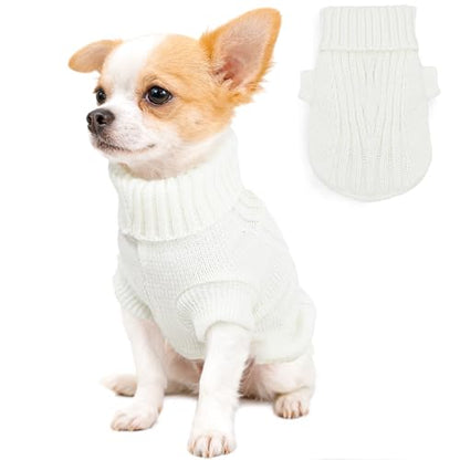 Chihuahua Clothes Dog Sweaters for Small Dogs Girl Fall Cute Winter Warm XXS Dog Clothes Thick Pet Puppy Outfit Extra Small Dog Sweater (XX-Small) - color: White, size: XX-Small