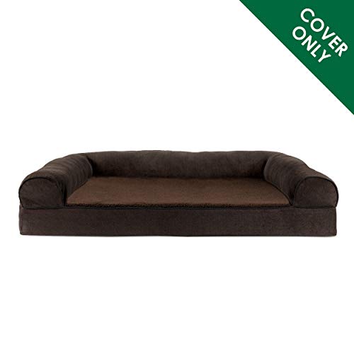 Furhaven Replacement Dog Bed Cover Sherpa & Chenille Sofa-Style, Machine Washable - Coffee, Medium - color: (Sherpa & Chenille) Coffee, size: Medium