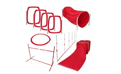 6-Piece Large Agility Training for Dogs - Affordable Training Kit for Dogs, red (CM-10026-CS01)