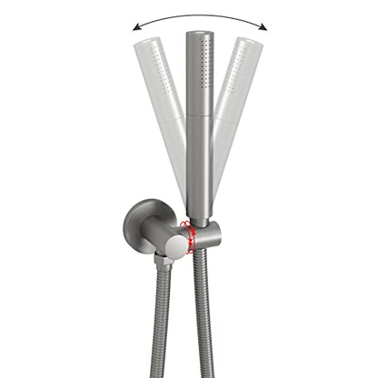 Brushed Nickel Dual Modes Brass Shower Wand High Pressure 7 Inch Brushed Finish Shower Head Sprayer Hand 2 In 1 Function Handheld Shower Head Set with 59 Inch Hose, Bracket - color: Brushed Nickel