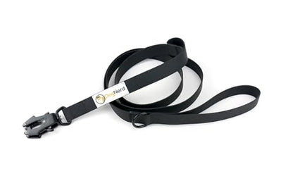 6ft Black Dual Handle Silicone Tactical Dog Leash for Medium, Large, Giant, Police Breeds | Quick Release Swivel Clip Carabiner | Coated Nylon Heavy Duty | Strong Puller | Training Leashes - color: Black