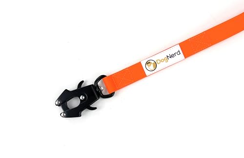6ft Blaze Orange Dual Handle Silicone Tactical Dog Leash for Medium, Large, Giant Breeds | Quick Release Swivel Clip Carabiner | Coated Nylon Heavy Duty | Strong Puller | Training Leashes - color: Blaze Orange
