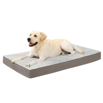 KSIIA Orthopedic Dog Bed - Waterproof, Large, Plush, Washable with Egg Crate Foam & Removable Cover & Nonskid Bottom, 36 x 27 Inch, Gray - color: Light Grey, size: 36.0"L x 27.0"W x 3.0"Th