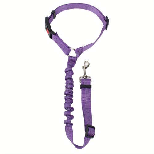 Elastic Retractable Dog Leash for Car Belts 1 Pack - Adjustable Pet Safety Tether for Vehicle Travel, Hands-Free Dog Restraint for Backseat，Purple - color: purple