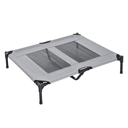 PawHut Elevated Portable Dog Cot Cooling Pet Bed with UV Protection Canopy Shade, 36 inch - color: Gray, size: 36 inch