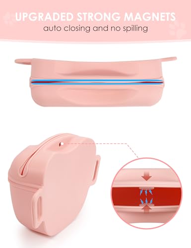heouvo Dog Treat Pouch with Training Clicker, Upgrade Stronger Magnetic Closure to Avoid Spilling, 1.67 Cup Silicone Treat Bag Fanny Pack with Waist Belt for Pet Training Walking (Pink) - color: Pink