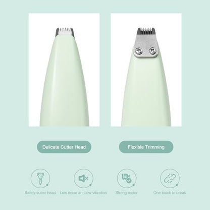 Dog Clippers for Grooming, Dog Paw Trimmer, Pet Paw Trimmer, Mini Trimmer for Dogs, Rechargeable, Low Noise for Trimming Dog Cat Hair Around Paws, Eyes, Ears, Face, Rump (Green)
