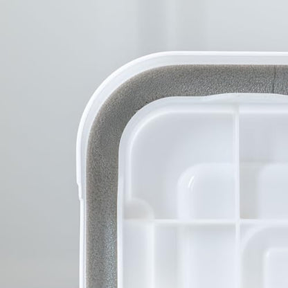 IRIS USA Stackable Dog Food Storage Container with 2 Cup Scoop, 4 Secure Latches, Fits up to 30 lbs, Pet Dry Food Bin, Gasket Seal Lid, BPA Free, Stackable, Easy Measure, White - color: White/Gray