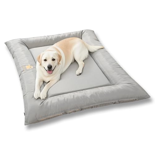 SOMAHE Large Dog Bed with Removable Washable Cover - Orthopedic XL Dog Crate Pad, Waterproof Oxford Fabric, Non-Slip Bolster Bed for Large Dogs, 42x28 Inch, Gray - color: Grey, size: Large 42×28×3 Inch