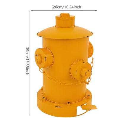 Retro Fire Hydrant Trash Can - 1.3 Gallon Metal Garbage Bin with Foot Pedal & Removable Inner Bucket, Heavy-Duty Indoor/Outdoor Waste Can for Garden, Patio, Park, Kitchen and Dog Waste, Yellow - color: Yellow