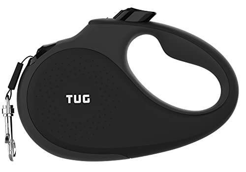TUG 360° Tangle-Free Retractable Dog Leash with Anti-Slip Handle | 16 ft Strong Nylon Tape | One-Handed Brake, Pause, Lock (Small, Black/Grey) - color: Black/Grey, size: Small