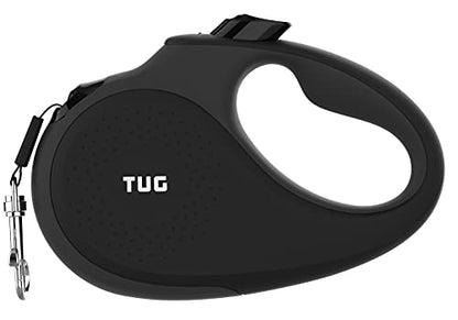 TUG 360° Tangle-Free Retractable Dog Leash with Anti-Slip Handle | 16 ft Strong Nylon Tape | One-Handed Brake, Pause, Lock (Medium, Black/Grey) - color: Black/Grey, size: Medium