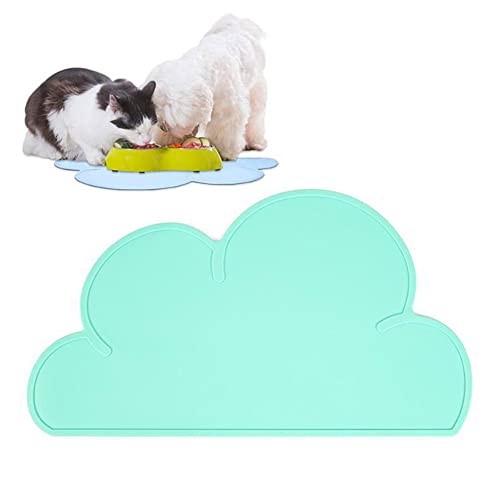 JiangYanus Dog Cat Food Bowl Mat, Waterproof Silicone Pet Feeding Mat | Placemat for Food and Water Bowls, Nonslip Cat Dog Food Placemat Tray Mat, Raised Edges to Prevent Water Spills on Floors - color: Green