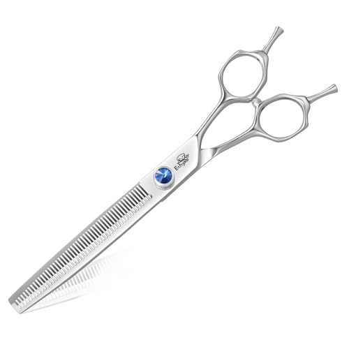 7" Thinning Shears for Dogs – 50 Teeth Thinning Scissors for Pet Grooming, Precision Blending Scissors for Dogs and Cats, 440C Stainless Steel, Texturizing Shear with Comfortable Grip - style: Blue Blender