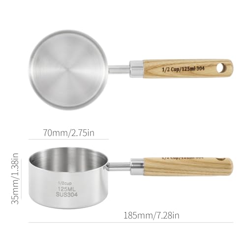 Stainless Steel Pet Food Scoop – Measuring Cup for Dogs & Cats, 304 Stainless Steel, with Precision Scale Markings (1/2Cup(125ml)) - size: 1/2Cup(125ml)