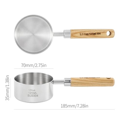 Stainless Steel Pet Food Scoop – Measuring Cup for Dogs & Cats, 304 Stainless Steel, with Precision Scale Markings (1/2Cup(125ml)) - size: 1/2Cup(125ml)