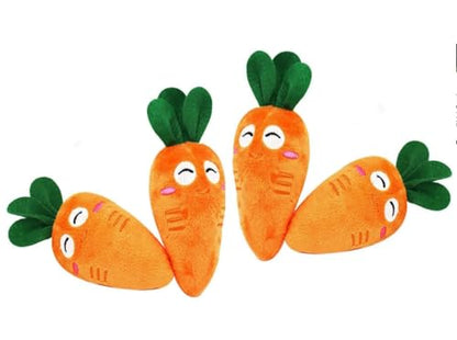 4 Pcs Soft Dog Toys Cute Carrot Plush Chew Squeaker Plush Dog and Cat Toys with Multi-Squeaks Sound Pet Puppy Supplies Funny Squeak