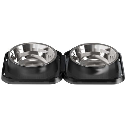2PCS Stainless Steel Dog Food and Water Bowls Set, Freely Combinable Feeding Set for Dogs Cats, Spill Proof Neater Dog Bowls, Non-Slip Pet Feeder Bowl Dogs Water Bowl for Puppy Breed - size: 2-Pack