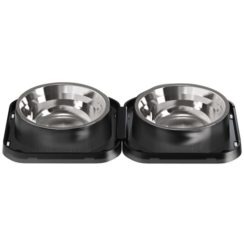 2PCS Stainless Steel Dog Food and Water Bowls Set, Freely Combinable Feeding Set for Dogs Cats, Spill Proof Neater Dog Bowls, Non-Slip Pet Feeder Bowl Dogs Water Bowl for Puppy Breed - size: 2-Pack
