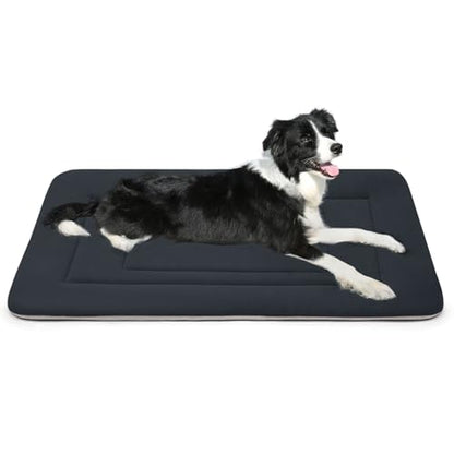 Dog Bed Soft Dog Crate Bed Pad Mat, 36 in Non Slip Bottom Washable Beds for Medium and Large Dogs, Pet Bed Mattress Kennel Pad, Dark Blue Gray - color: Dark Blue Gray, size: 36.0"L x 23.0"W x 1.2"Th