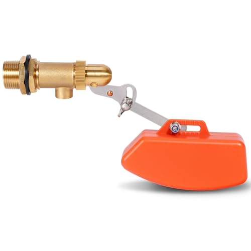 Brass Float Valve 3/4 Inch, Livestock Water Tank Float Valve Switch Brass Float Ball Valve Shut Off Pool Auto Fill Valve for Automatic Waterer - style: 3/4" Orange