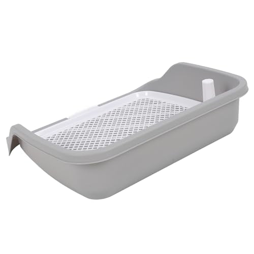 SUNGOOYUE Dog Potty Tray Portable PP Puppy Training Toilet 21.3 X 17.7 X 5.1 in Detachable Washable with Wall Mesh Design for Small Dogs Indoor Use (Gray)