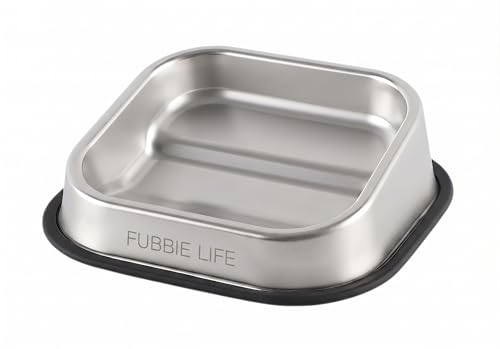 Slanted Dog Bowl for Flat-Faced Breeds - 304 Stainless Steel Tilted Food Bowl for French Bulldogs Pugs Shih Tzus Boston Terriers, Non-Slip Base, Dishwasher Safe, 18 oz
