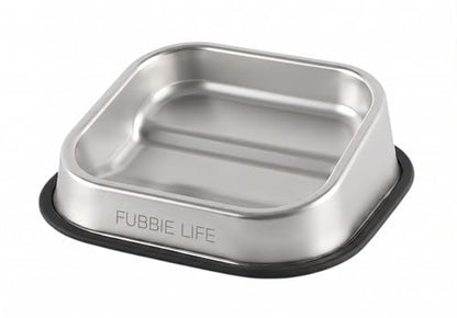 Slanted Dog Bowl for Flat-Faced Breeds - 304 Stainless Steel Tilted Food Bowl for French Bulldogs Pugs Shih Tzus Boston Terriers, Non-Slip Base, Dishwasher Safe, 18 oz